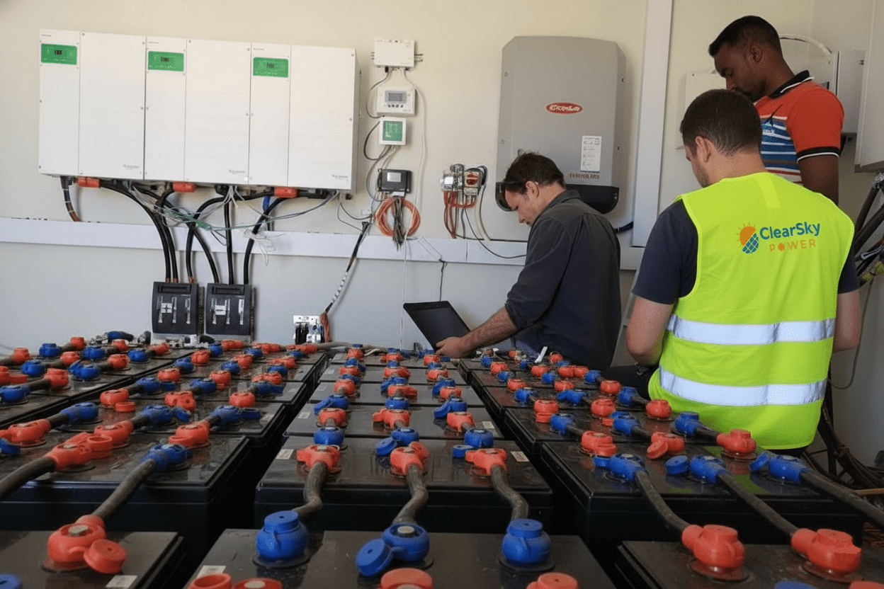 ClearSky Power team working on solar installation in Horn of Africa